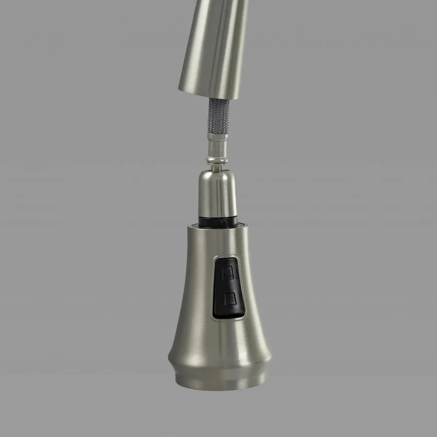 Кухненска батерия с извлечен душ, санитарен месинг, хром, W054