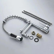 Кухненска батерия с извлечен душ, неръждаема стомана и месинг, YD/201