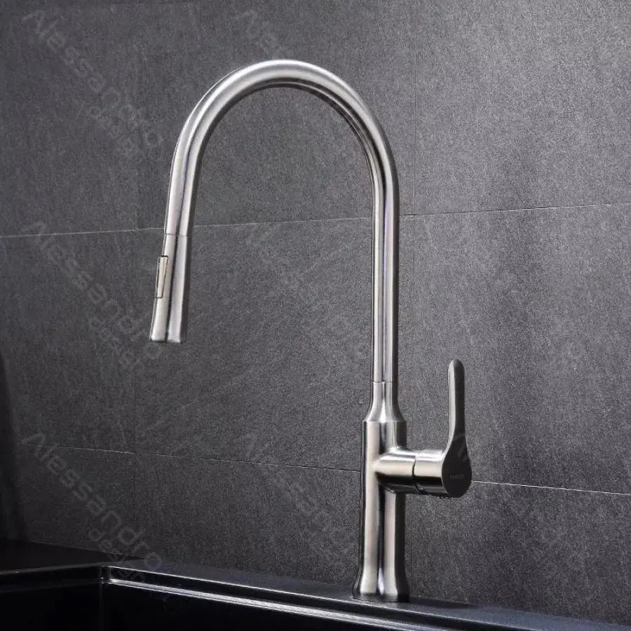 Кухня на батерията с извлечен душ, неръждаема стомана 304, сатен, CF023