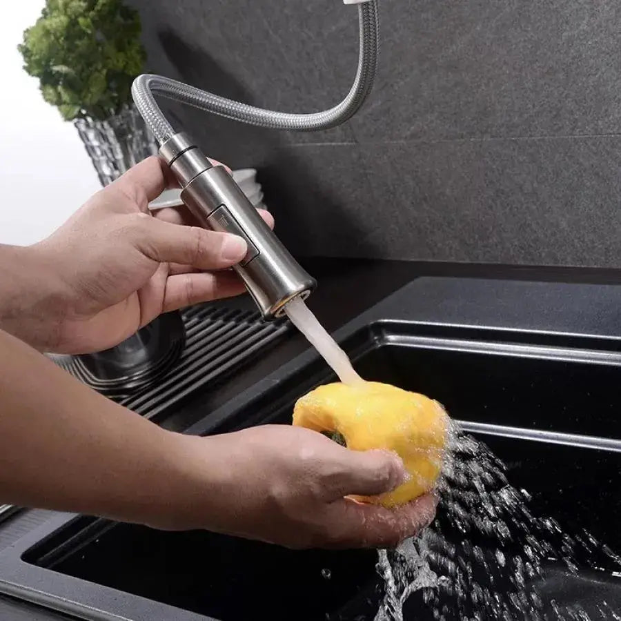 Кухня на батерията с извлечен душ, неръждаема стомана 304, сатен, CF023