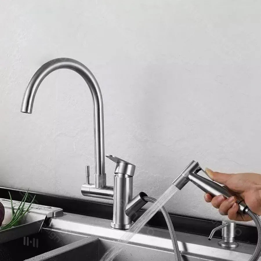 Кухня за батерии с извличащ се душ, неръждаема стомана 304, сатен, CF034