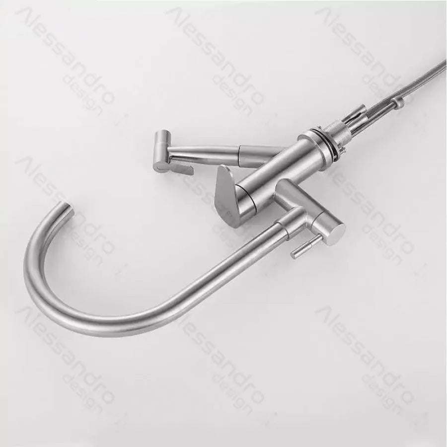 Кухня за батерии с извличащ се душ, неръждаема стомана 304, сатен, CF034