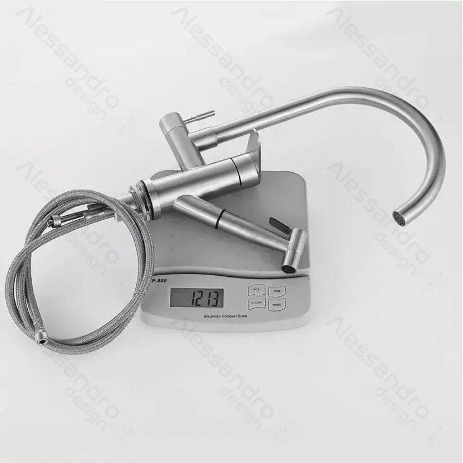 Кухня за батерии с извличащ се душ, неръждаема стомана 304, сатен, CF034