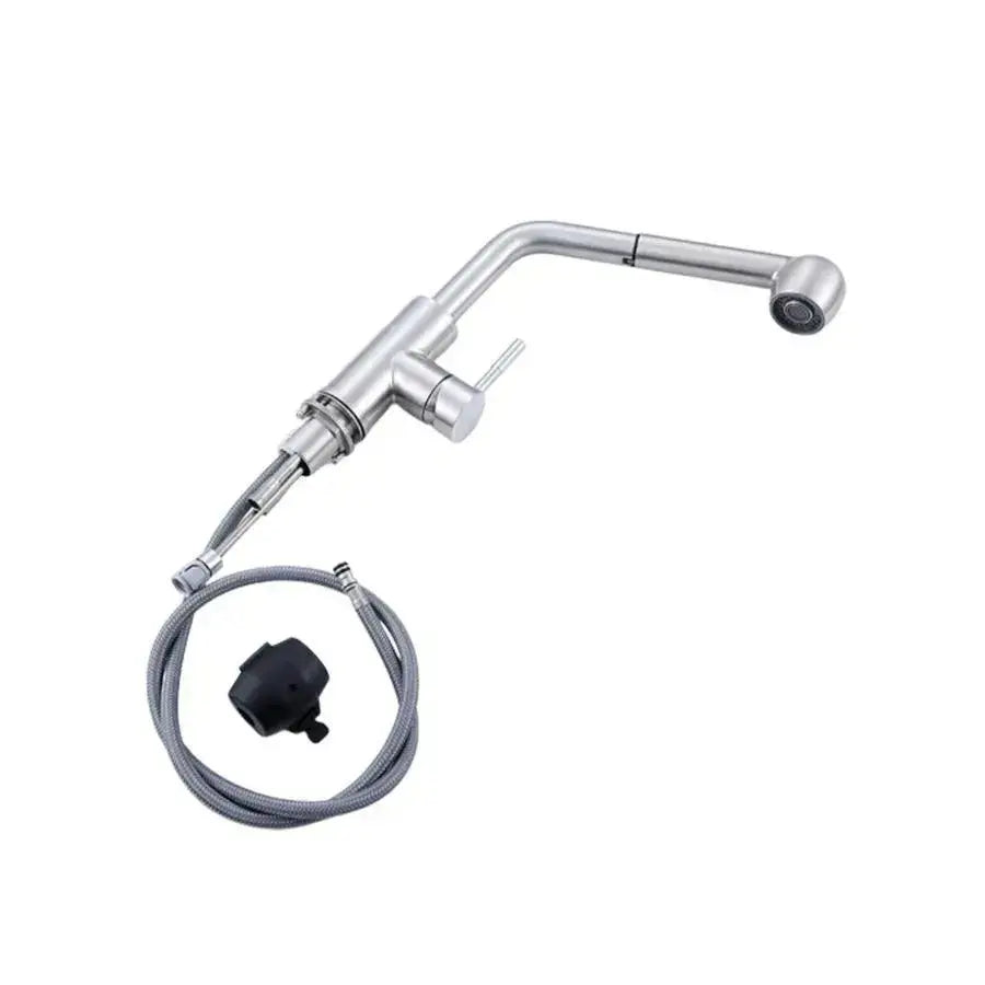 Кухненска батерия с извлечение душ Starke CF019, Monocomanda, неръждаема стомана, керамична касета, сатен