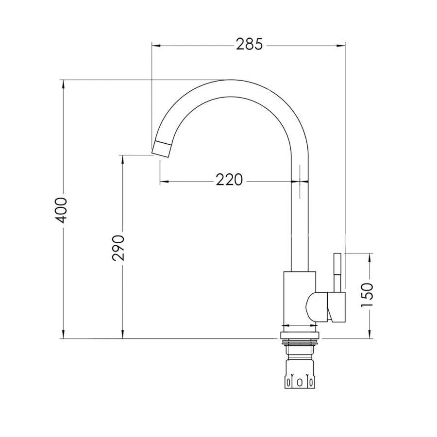 Кухненска батерия на Фабиано, монокоманда, 35 мм керамична касета, неръждаема стомана 304, графит