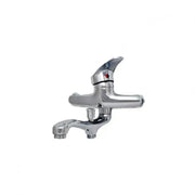 Лъскава батерия за хромирана вана - пълен комплект с 18 см въртеща тръба, пара, маркуч и ексцентрик