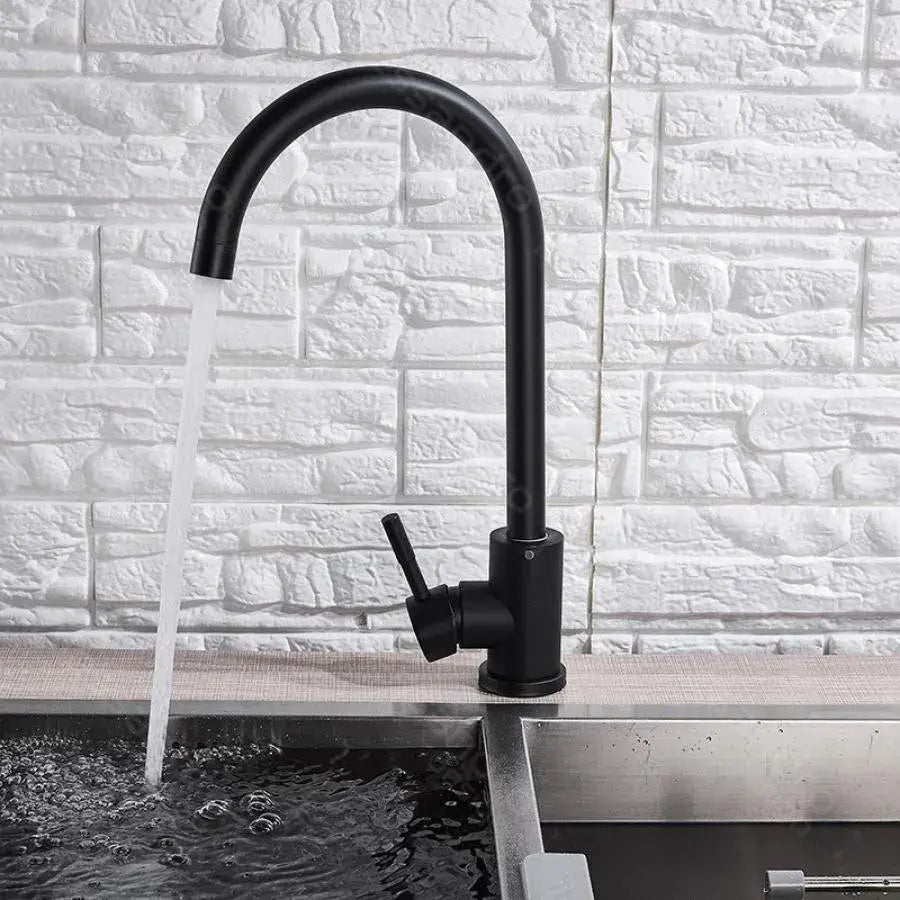 Батерия кухня моноханд -въртяща се въртяща се патрон от неръждаема стомана от неръждаема стомана сатенен комплект