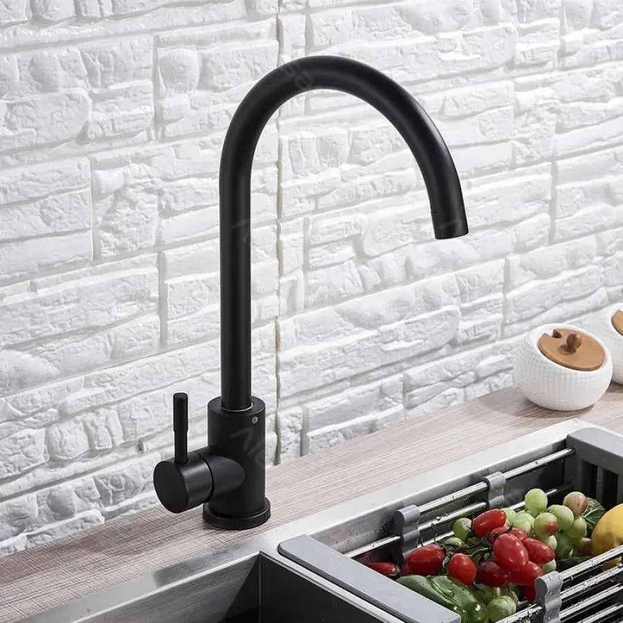 Батерия кухня моноханд -въртяща се въртяща се патрон от неръждаема стомана от неръждаема стомана сатенен комплект