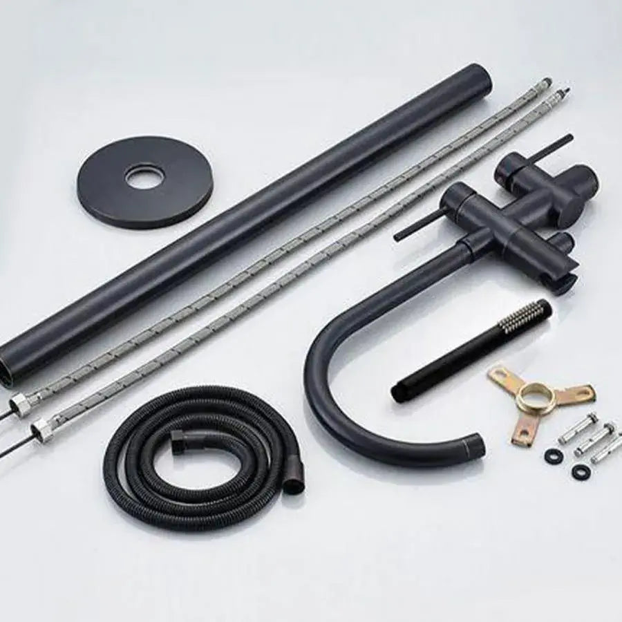 Подова батерия с кръгла рамка, санитарен месинг, черно, CF2033