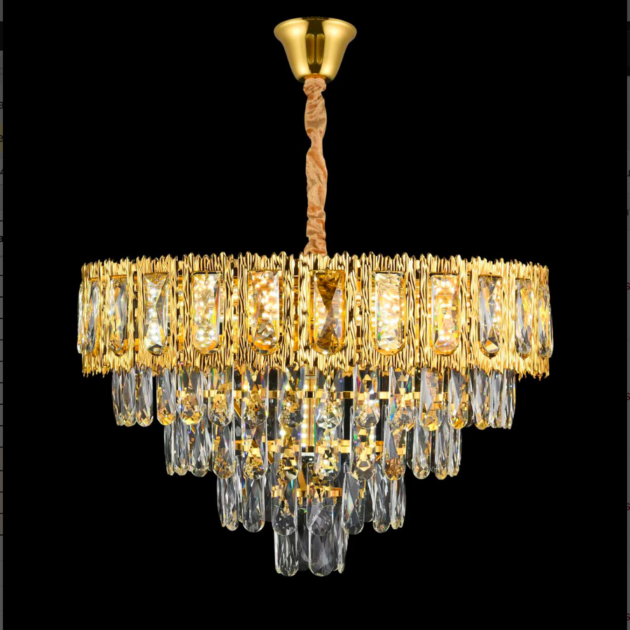 CHANDELIER CRYSTAL BELVEDERE ELEGANCE 8XE14, диаметър 49 см, лъскаво злато, регулируема височина