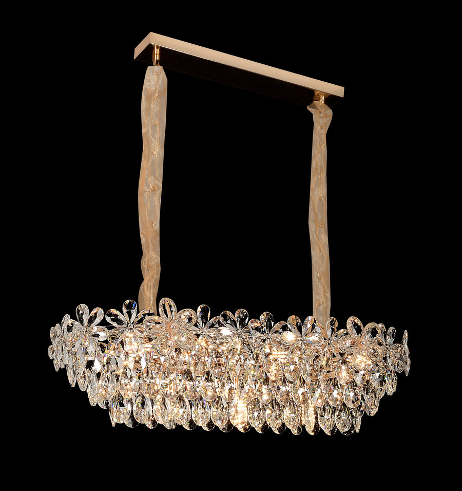 Кристален полилей Regalis 11x E14, диаметър 85 cm, лъскаво злато, регулируема височина