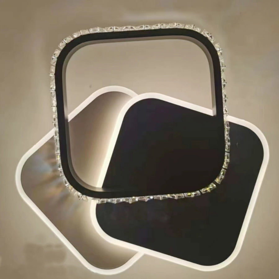 LED кристален полилей PRISMIQ 39W, 3 квадрата, Студена/Топла/Неутрална светлина, Черен