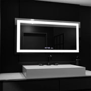 Правоъгълно светодиодно огледало, 160x80cm, motionglow marcello, de -de -clock, часовник и термометър