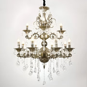 Candelabru Sansoiu Royal 12xe14 Метални и кристални регулируеми височина Античен месинг
