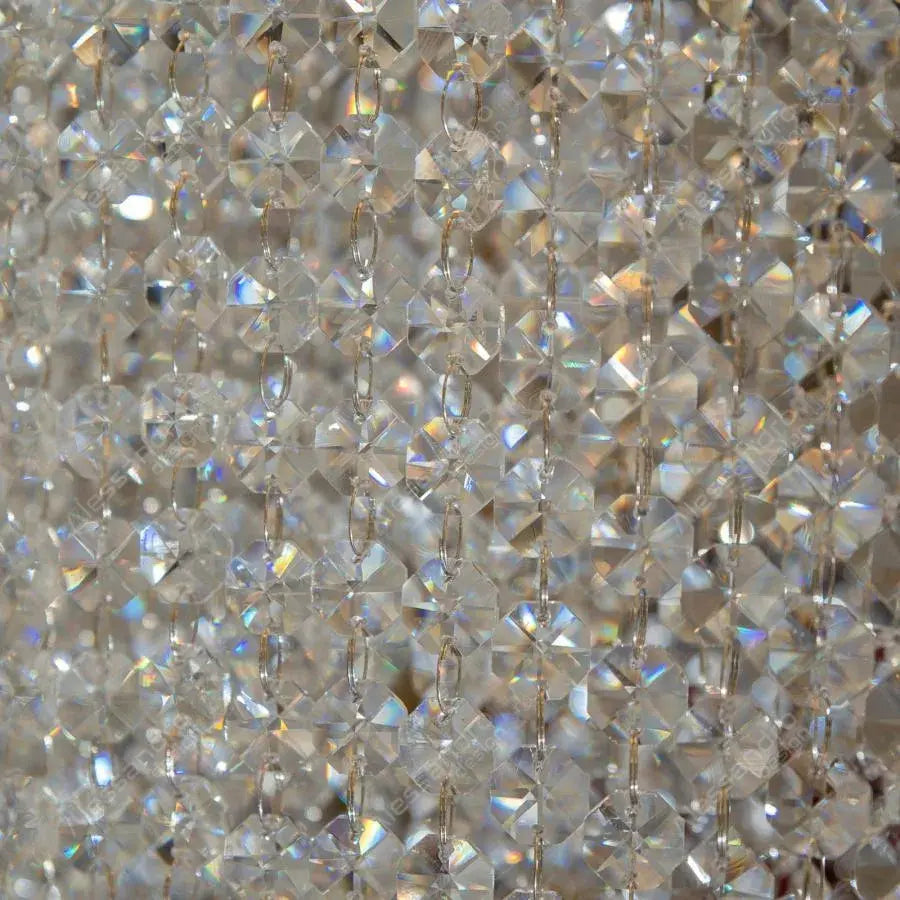 Кристален полилей Адан, 8*E27, сребро, метал и кристал