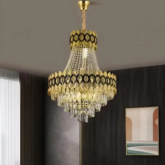 CHANDELIER CRYSTAL EVANGELINE GOLD 9XE14