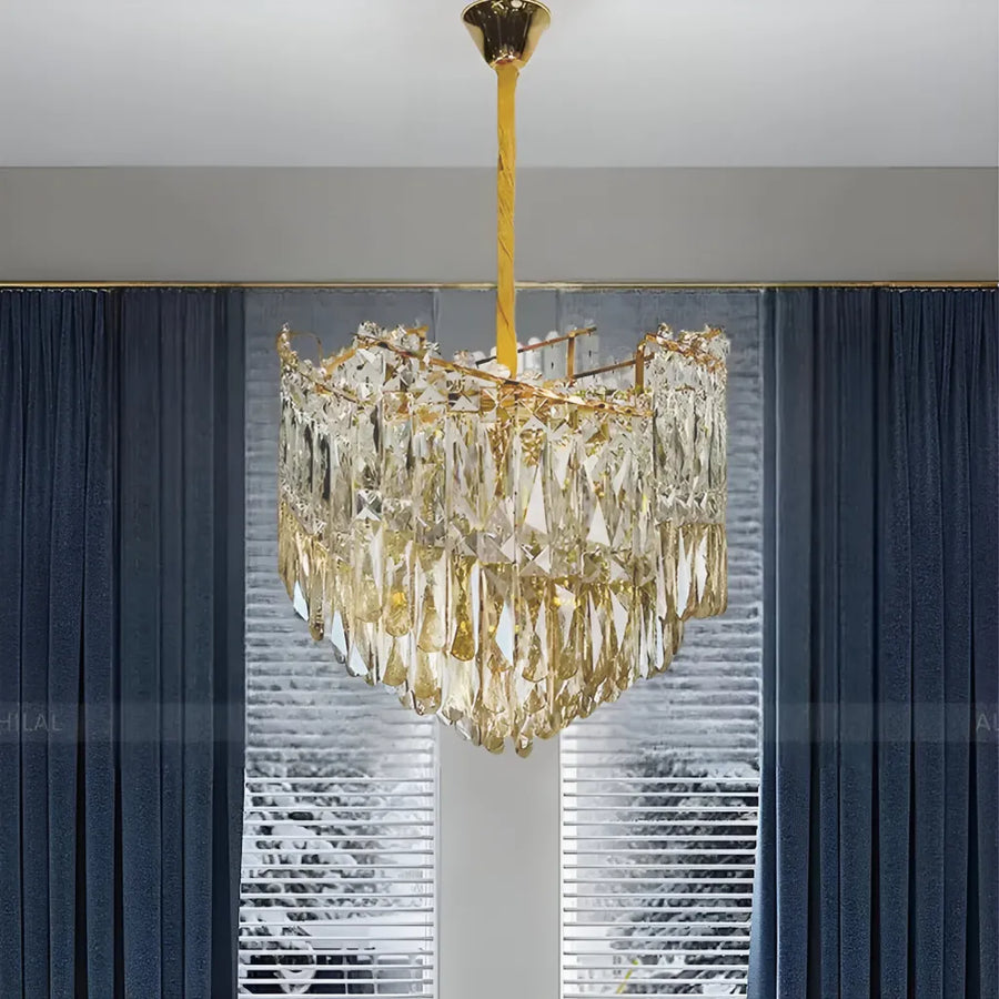 CHANDELIER CRYSTAL TOPKAPI PETITO 3XE27, 30см диаметър, лъскаво злато, регулируема височина