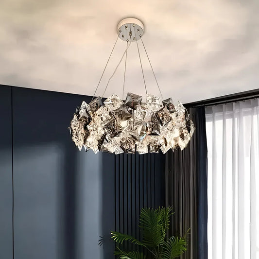 CHANDELIER CRYSTAL HARA 9X E27 SILVER