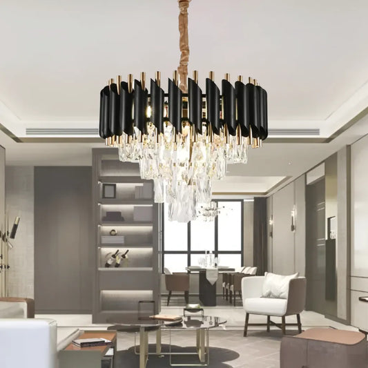 Crye Chandelier Versailles Noble 4xe14, 40 cm диаметър, лъскаво и черно злато, регулируема височина