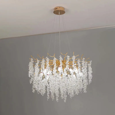 CRISTAL WALTZ CASCADE CHANDELIER, 9X G9, злато, 60 см, регулируема височина