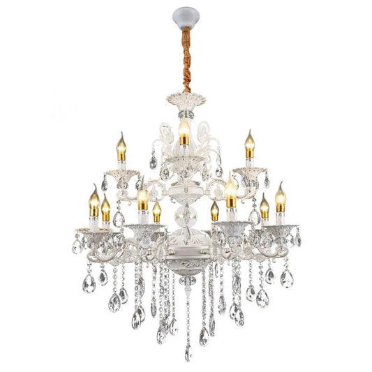 Candelabru Sansoiu Royal 12xe14 Метални и кристални регулируеми бяла и сребърна височина