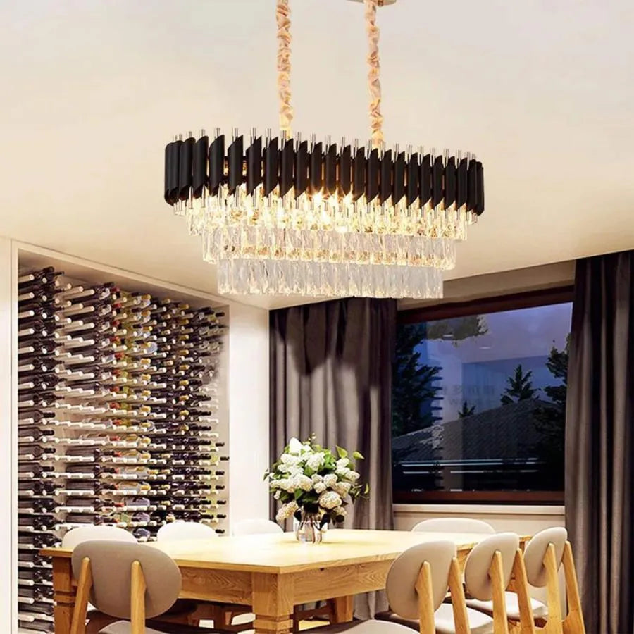 Кристален полилей Версай Регалис 10x E14, диаметър 80 см, лъскаво и черно злато, регулируема височина