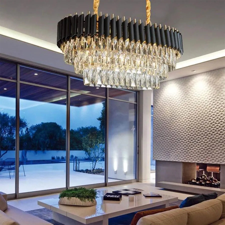 Кристален полилей Версай Регалис 10x E14, диаметър 80 см, лъскаво и черно злато, регулируема височина