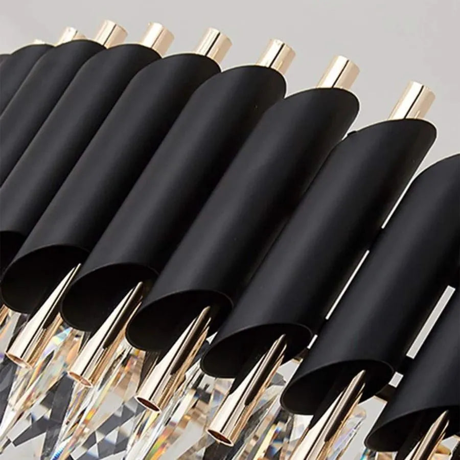 Кристален полилей Версай Регалис 10x E14, диаметър 80 см, лъскаво и черно злато, регулируема височина