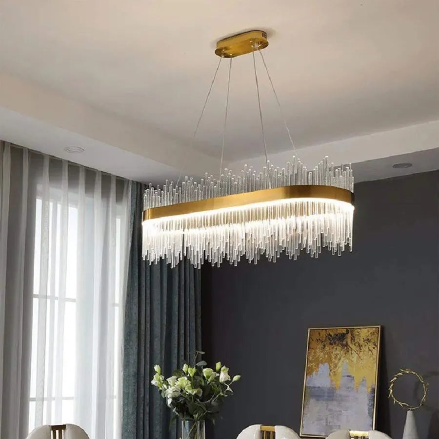 LED LULS окачен Simone 105W, линеен, студен/горещ/неутрален, лъч, лъскаво злато, регулируема височина