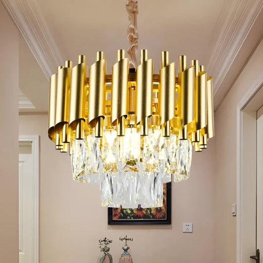 Кристален полилей Версай Петито 3xe14, 30см диаметър, злато, регулируема височина