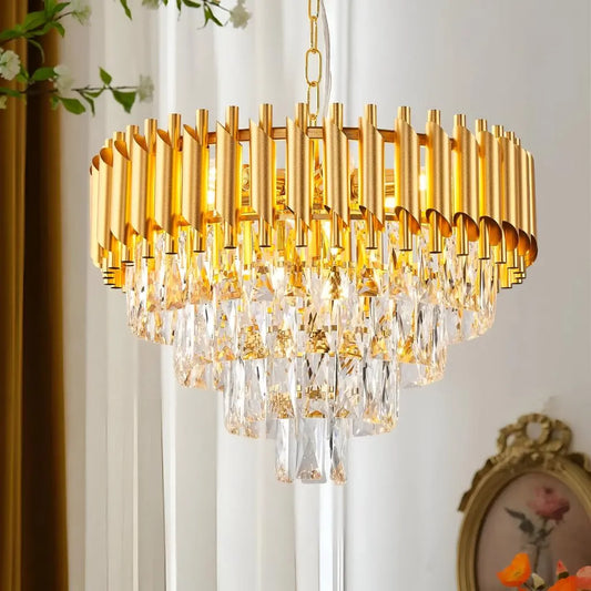 Crystal Chandelier Versailles Eleganza 8x E14, диаметър 49 cm, злато, регулируема височина