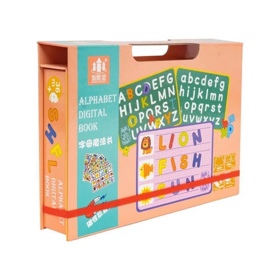 Магнитна книга с животни и азбука, многоцветна, 9 парчета, пластмаса