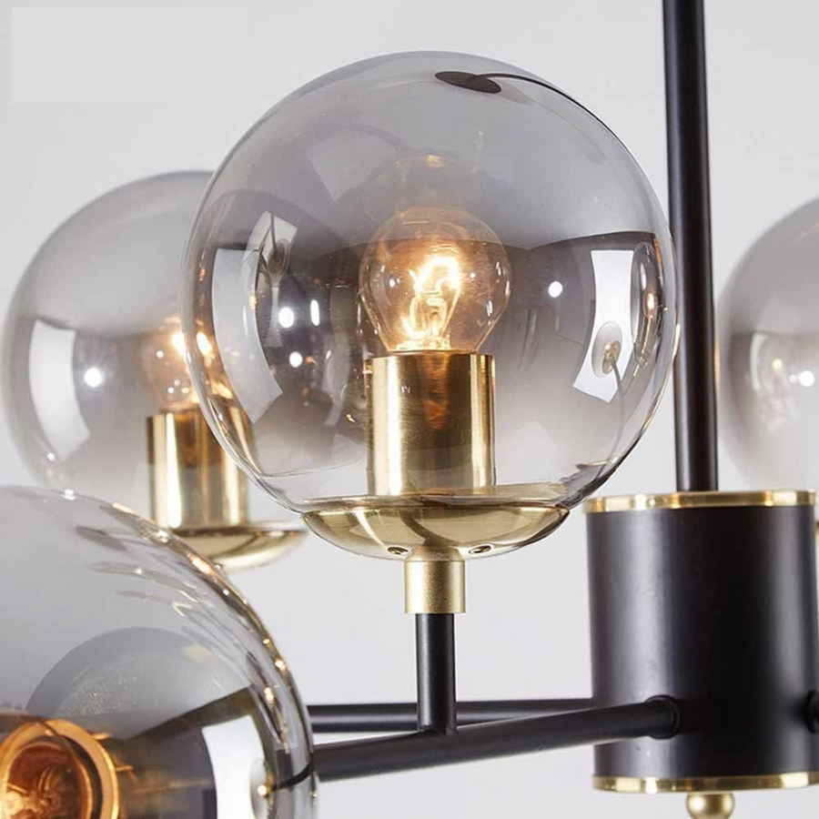 Jermija Chandelier с Abbajur, 8x E27, черно злато