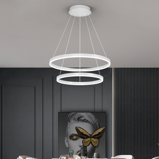 Окачен LED полилей с дистанционно управление CASIANA 42W, 2 кръга, Студена/Топла/Неутрална светлина, Димируем, Бял, Регулируема Височина