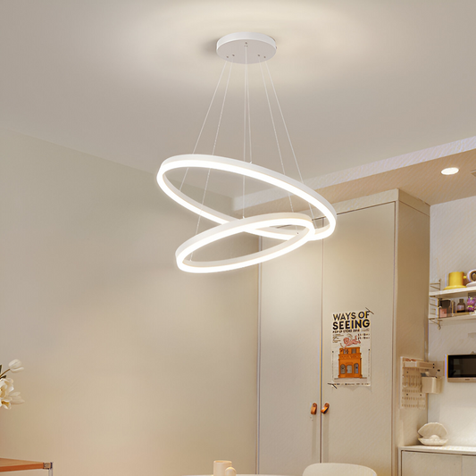 LED полилей, окачен с дистанционното управление на Кристин, 69W, 2 кръга, студена/гореща/неутрална светлина, нестабилна, бяла, регулируема височина