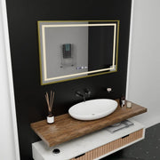 Правоъгълно светодиодно огледало, 100x80см, Royale Gold Motion Glow Marcello, отдели за отделение, часовник и термометър, размирен