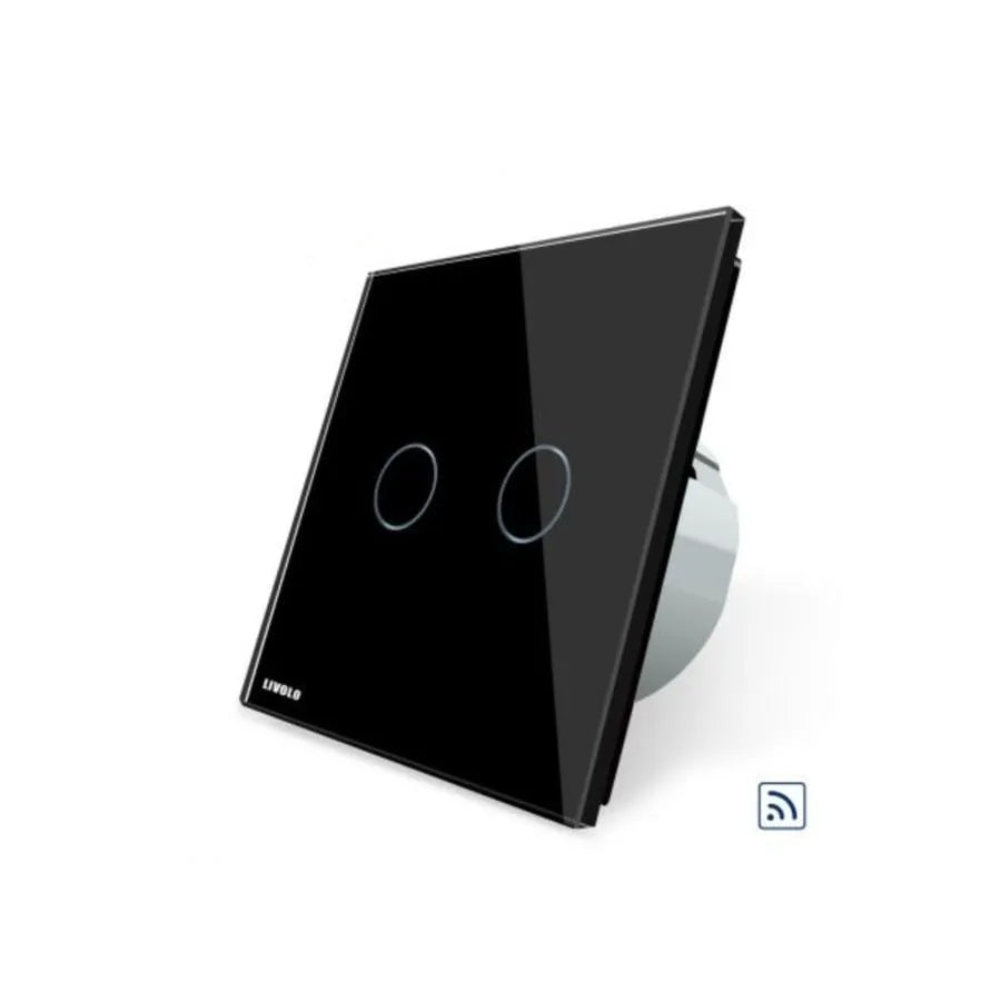 Безжично, двойно, черно, сигурно стъкло, превключвател за допир на Livolo