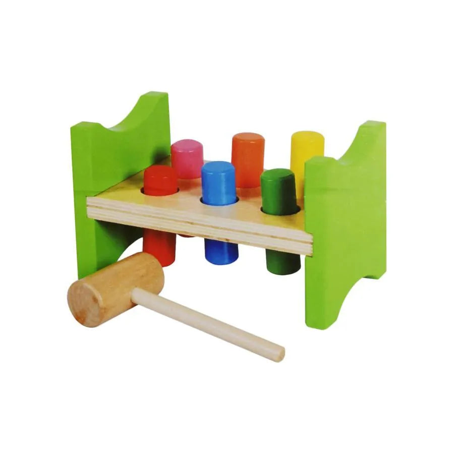 Многоцветна образователна игра с цилиндри, дърво