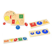 Игра за многоцветни панели с геометрични форми, 6 парчета, дърво