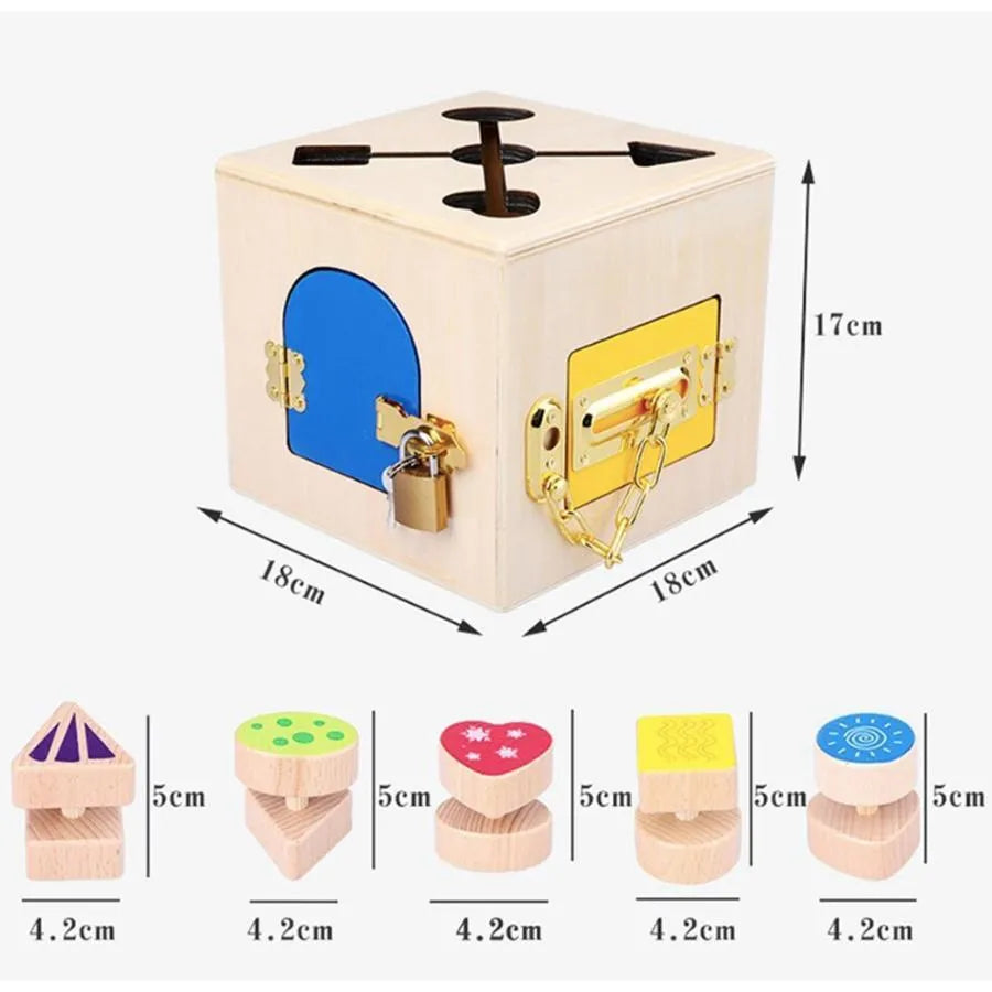 Montissori Multivori Multifultial Educative Typer Type Magic Lock Cube, 6 парчета, многоцветни и метални