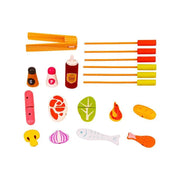 Играчка за скара на барбекю, 35 броя, многоцветна, дърво