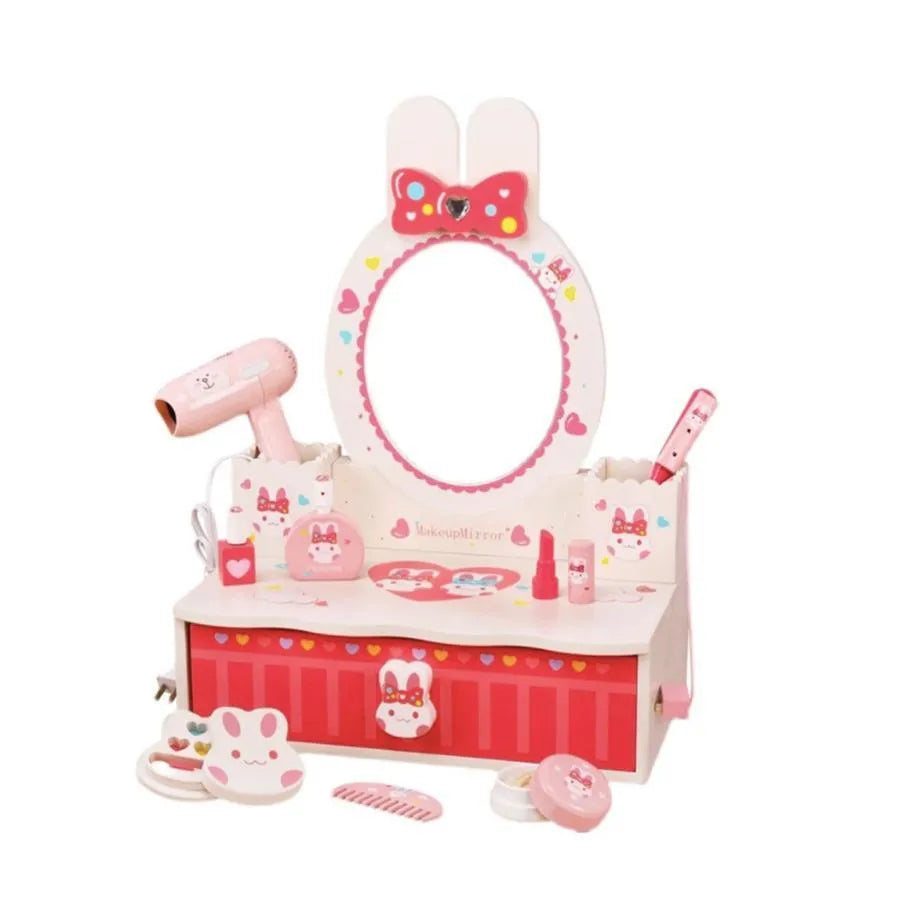 Играчка за грим и красота на зайца, 16 парчета, розово, дърво