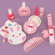 Играчка за грим и красота на зайца, 16 парчета, розово, дърво