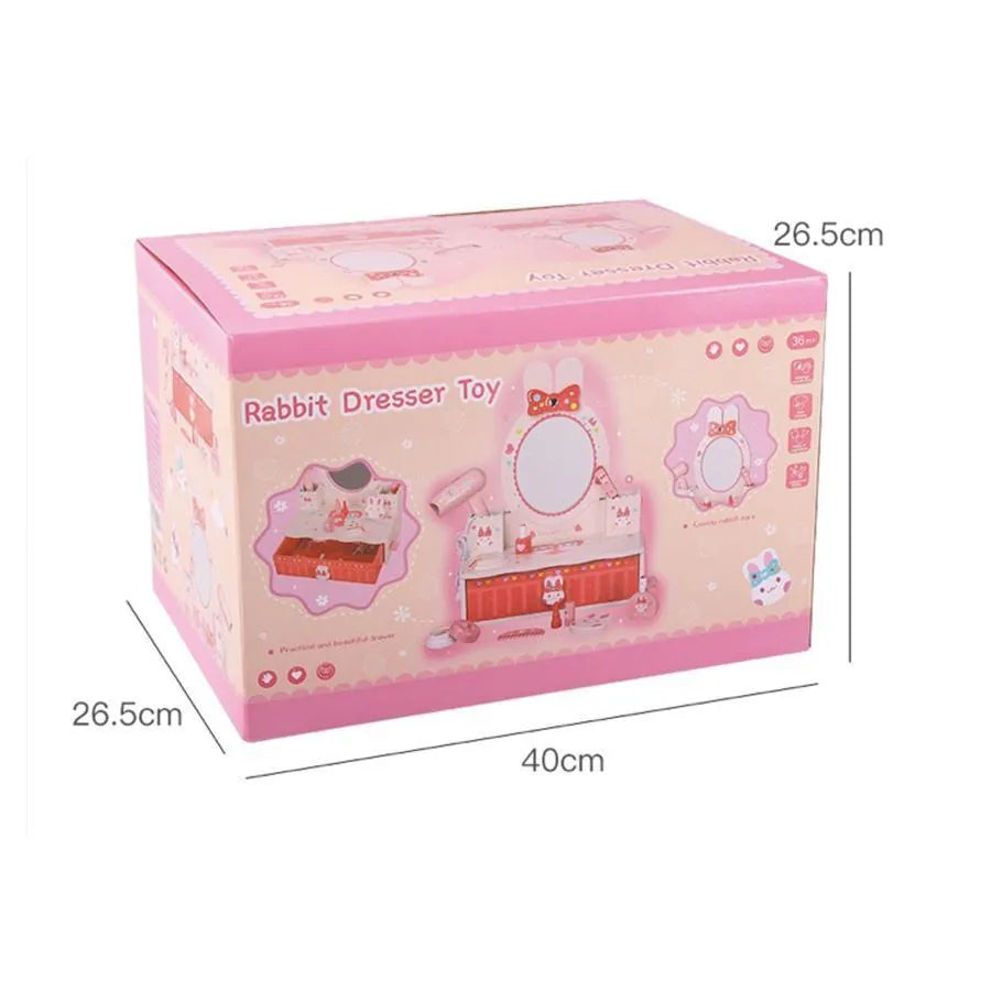 Играчка за грим и красота на зайца, 16 парчета, розово, дърво