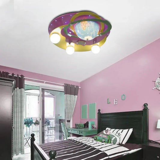 Beti Chandelier, 3*E27, розово с жълто, метал и дърво