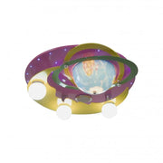 Beti Chandelier, 3*E27, розово с жълто, метал и дърво