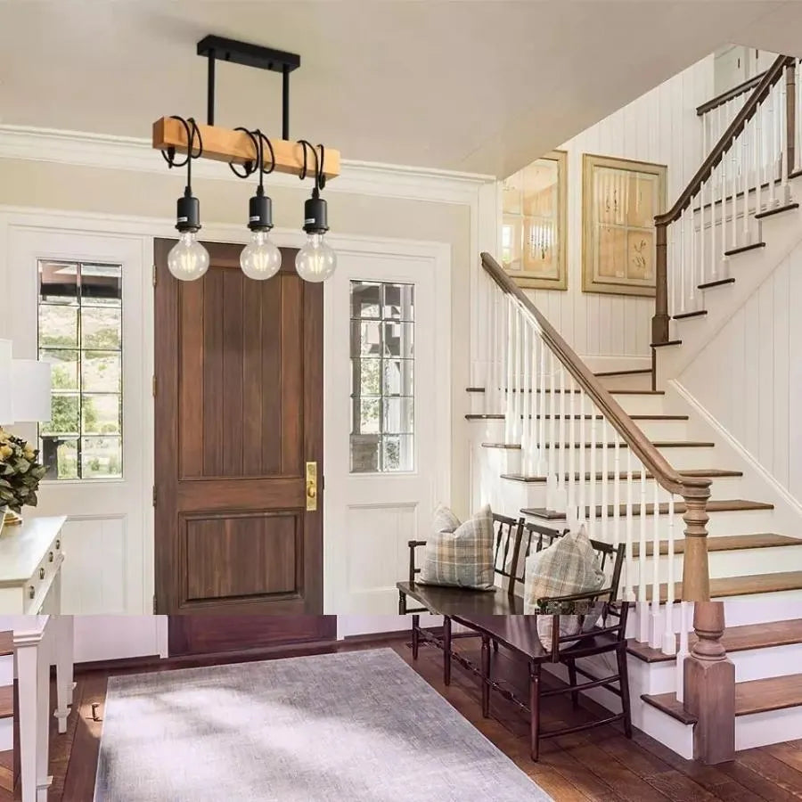 Ema Chandelier, 3*E27, кафяв, метал и дърво