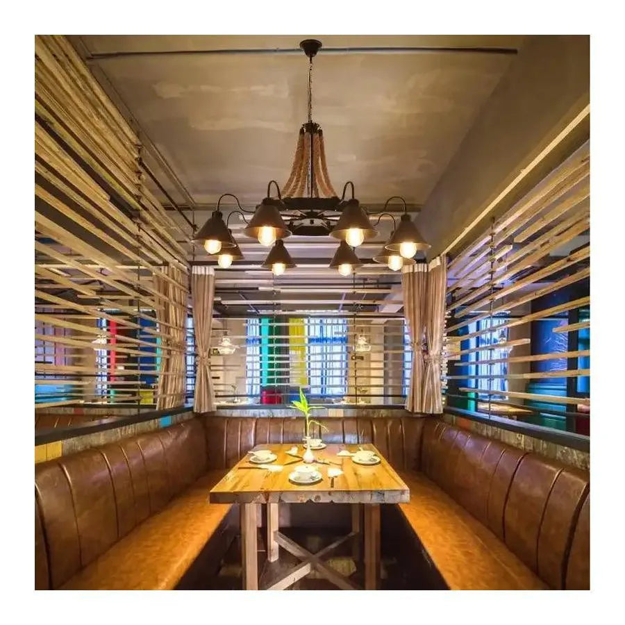 Индиана полилей, 8*E27, метал и въже, черно