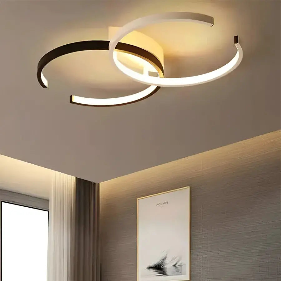 LED полилей с вектор за дистанционно управление полукръг 35W, 2 елемента, студена/гореща/неутрална светлина, проклет, черно бяло