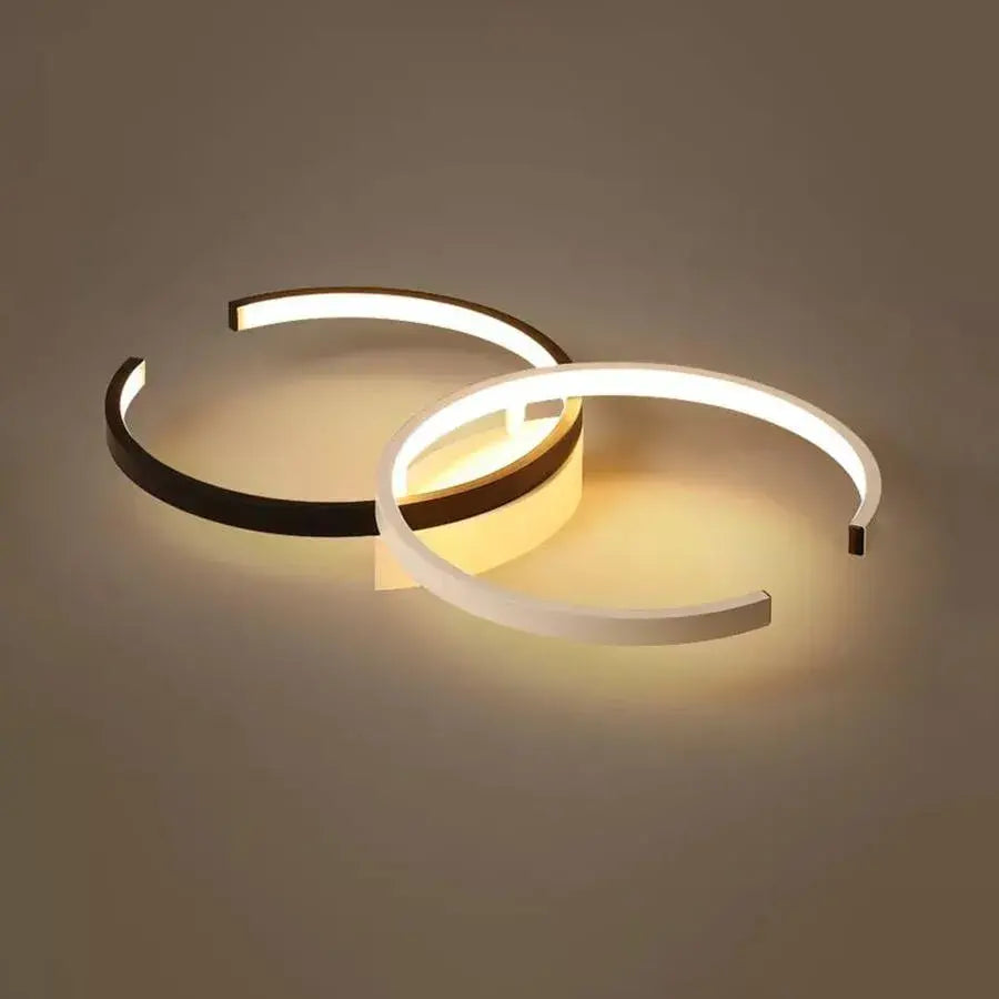 LED полилей с вектор за дистанционно управление полукръг 35W, 2 елемента, студена/гореща/неутрална светлина, проклет, черно бяло